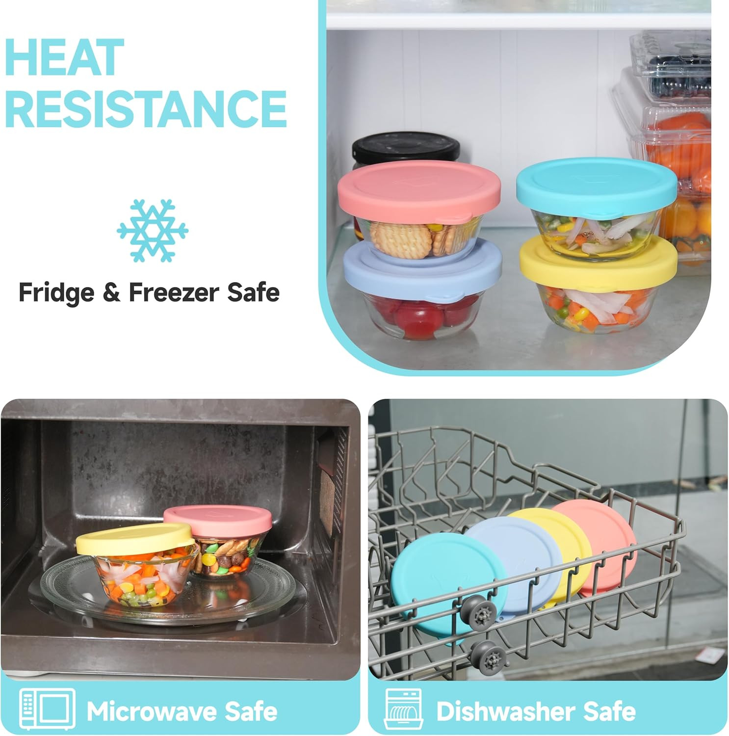 4 PCS Silicone Replacement Lids for Pyrex and Anchor Hocking Glass Custard Cups