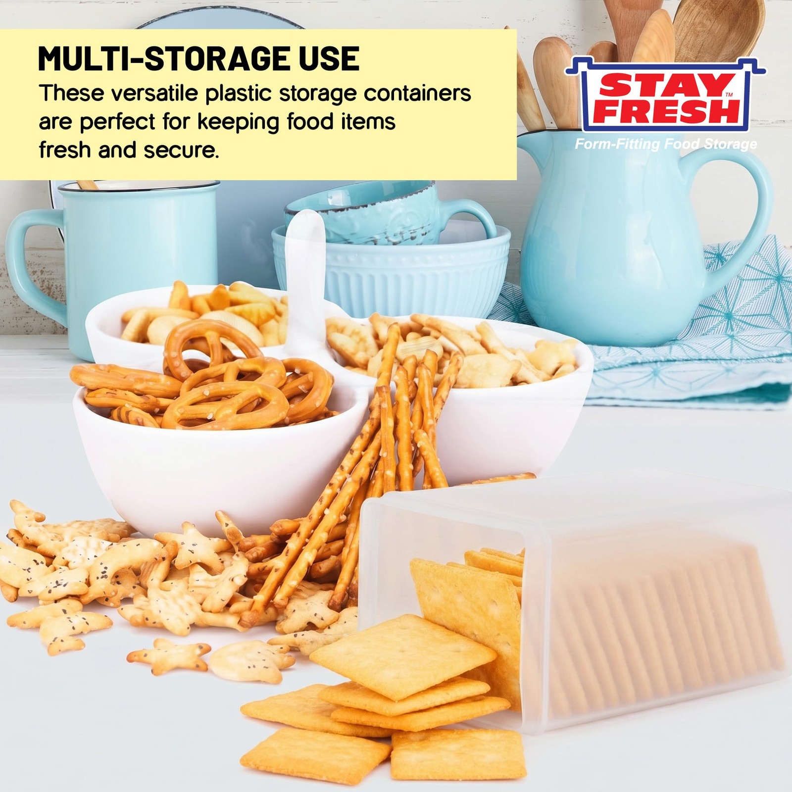 Cracker Container Set of 2 – Kitchen Discovery – Round and Square Sizes for N…