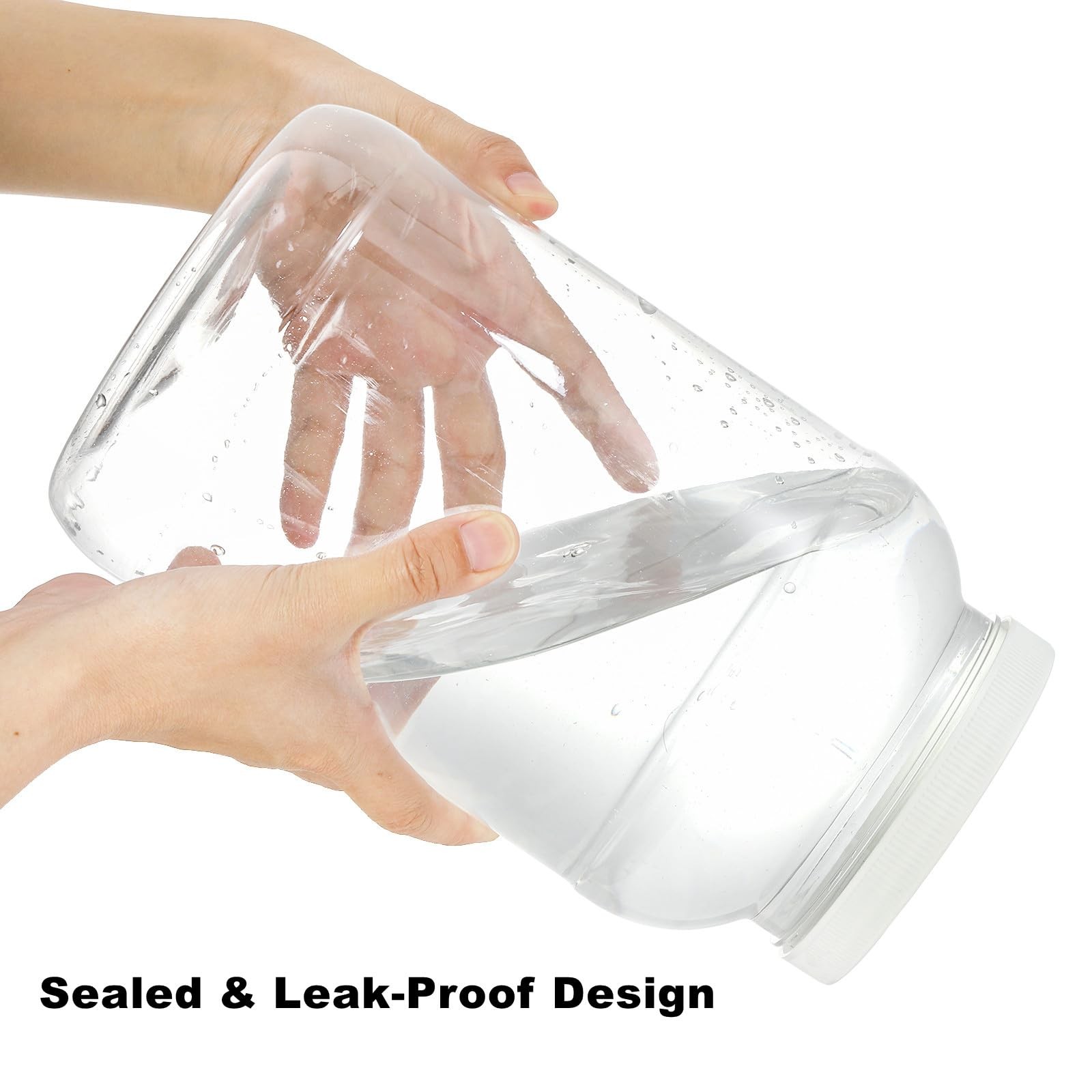 2 Pack 1-Gallon Plastic Jars with Lids Wide Mouth Storage Containers