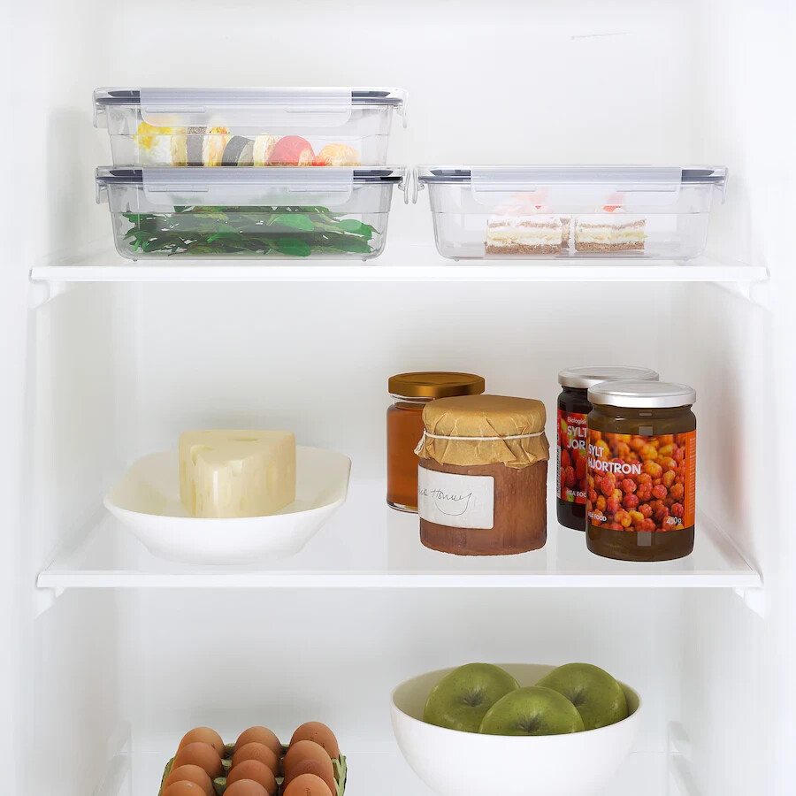 New IKEA 365 Food container with lid, rectangular/plastic, 34oz, microwave safe