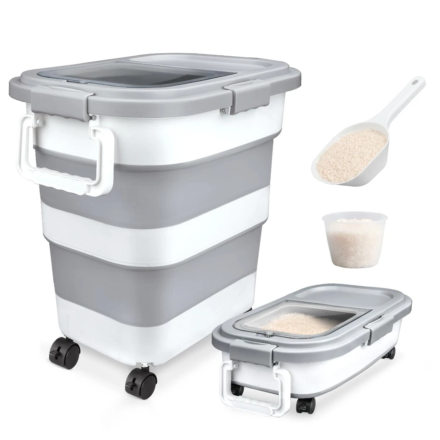 Rice Storage Container, Collapsible Airtight 10-40 Lb Rice Storage 10-40 Lbs