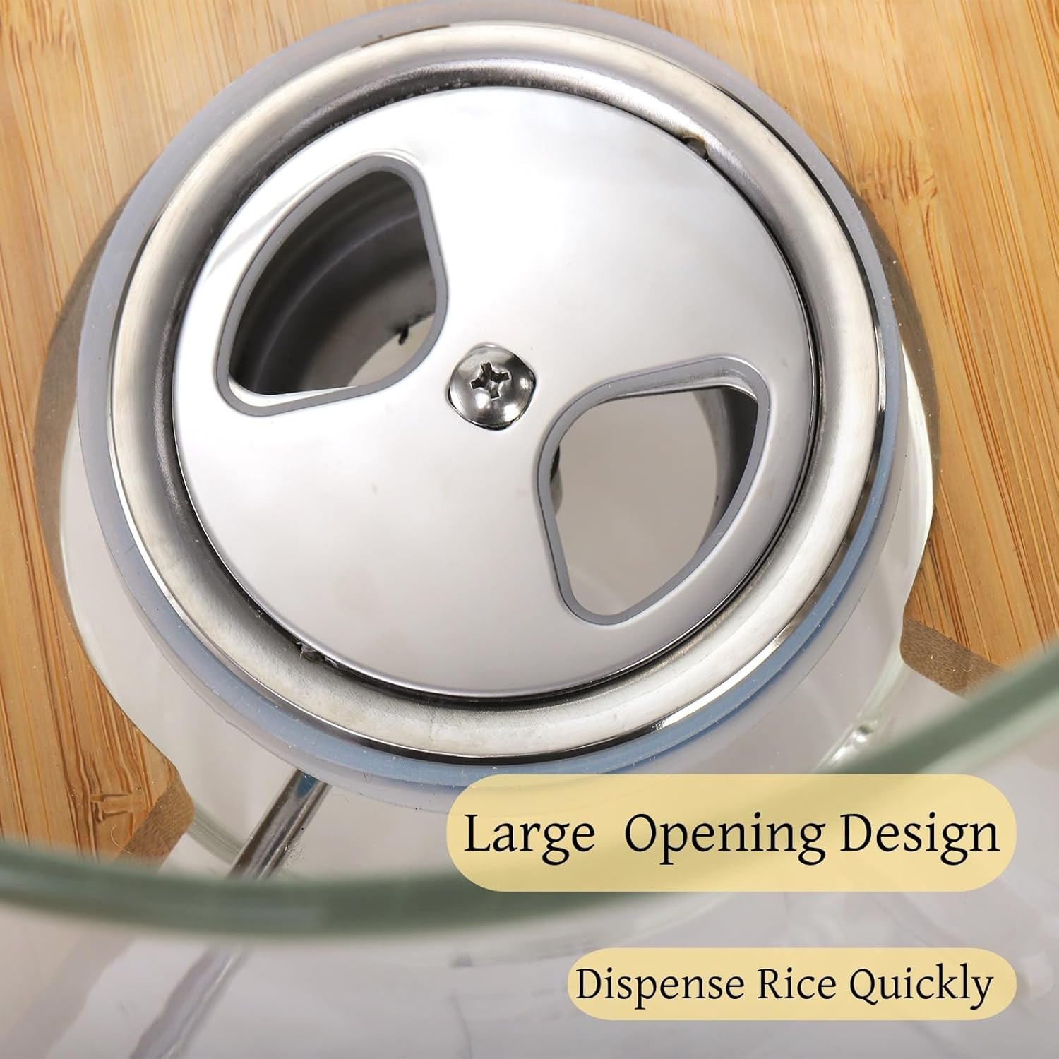 5L Glass Rice Dispenser with Bamboo Stand & Airtight Food Storage Bin