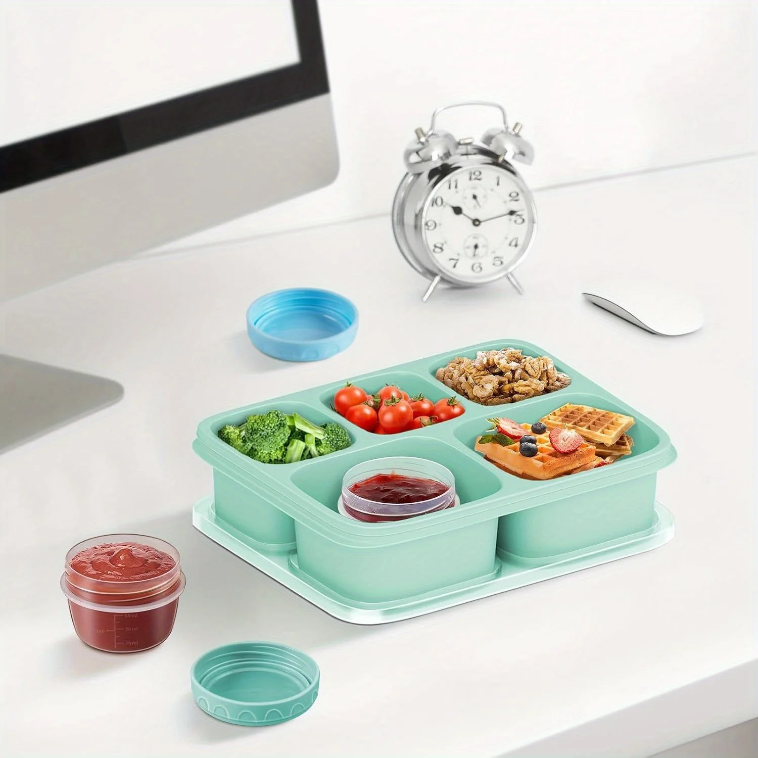 1-6 Pack 2.7 OZ Salad Dressing Container to Go with Lids Tiny Condiment Containe