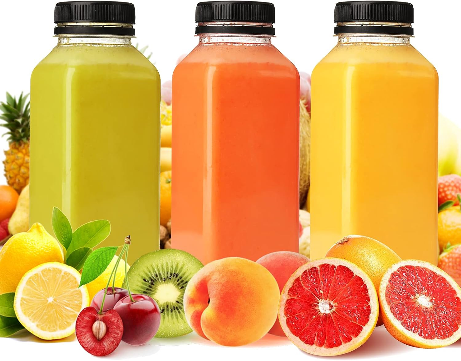 36Pcs 12Oz Plastic Bottles with Caps, Empty Juice Bottles Reusable Cl