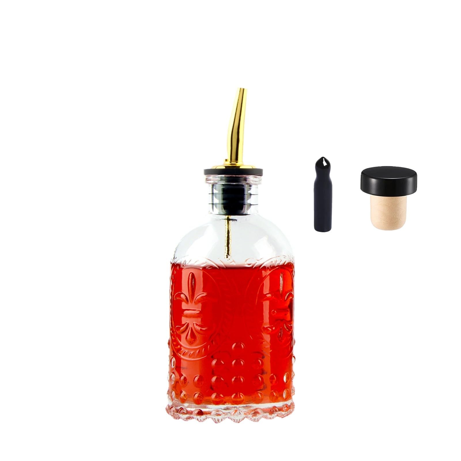 Glass Coffee Syrup Dispenser Bottle 7oz with Metal Pour Spout for Maple