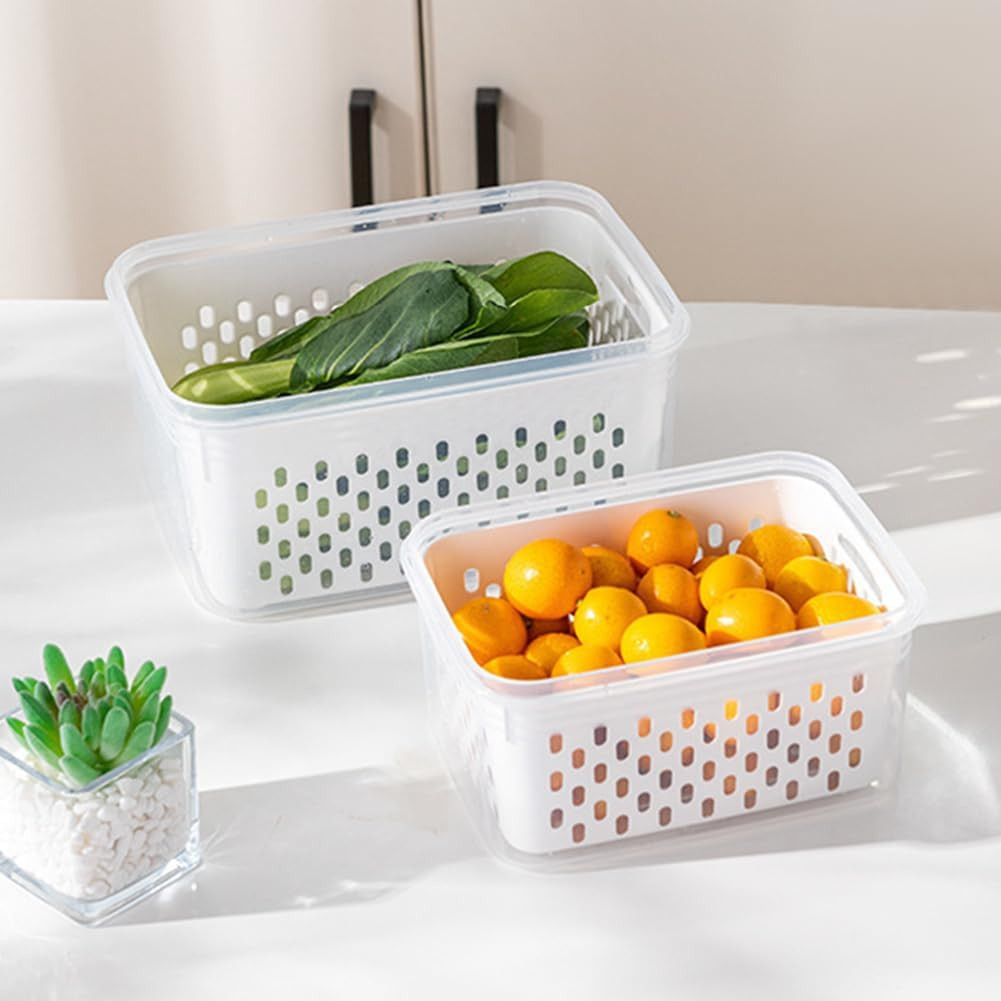 2 Pack Fruit Storage Containers for Fridge, Stackable Food Storage Containers…