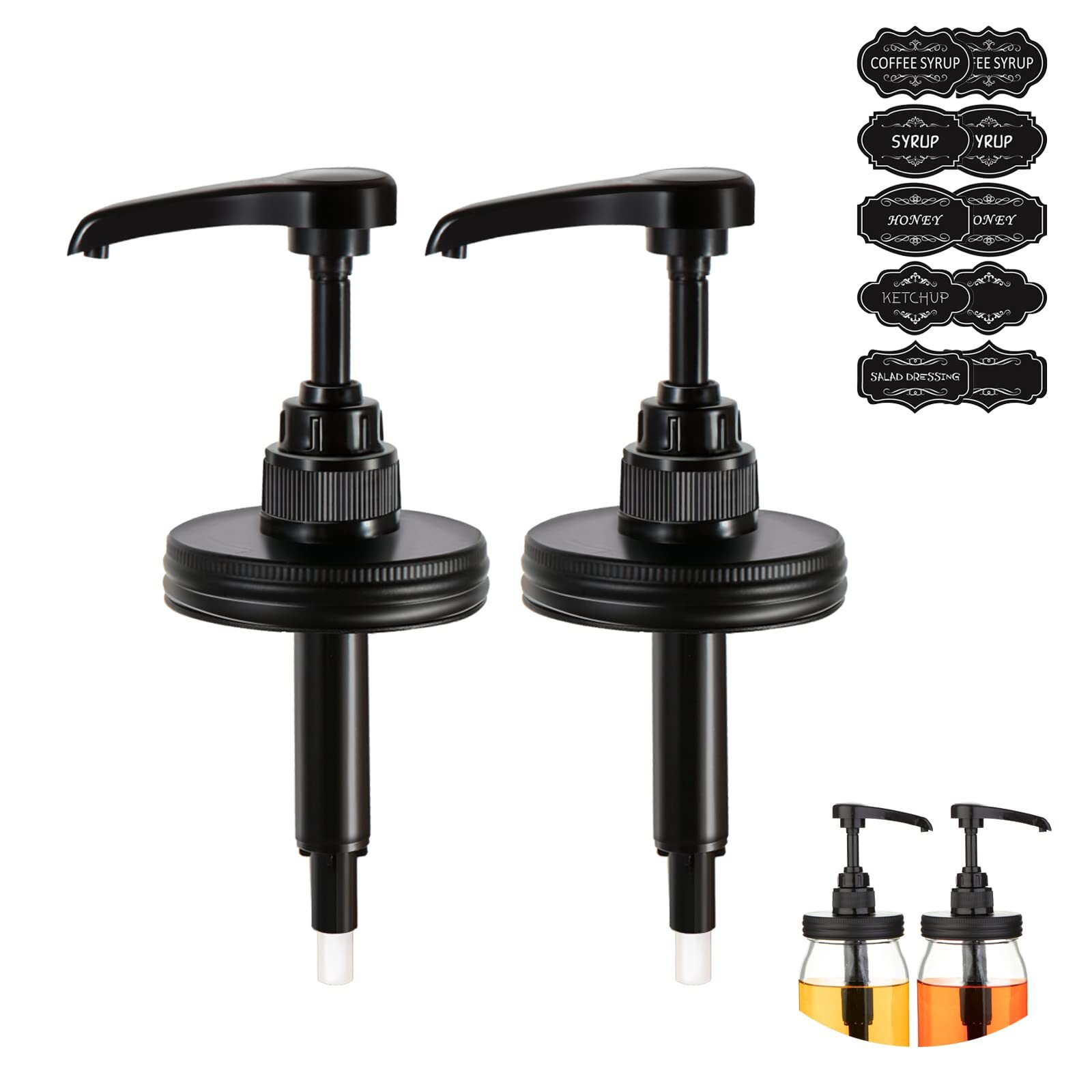 Mason Jar Syrup Dispenser Pump Lids for Regular Mouth Jar Coffee Syrup Dispenser