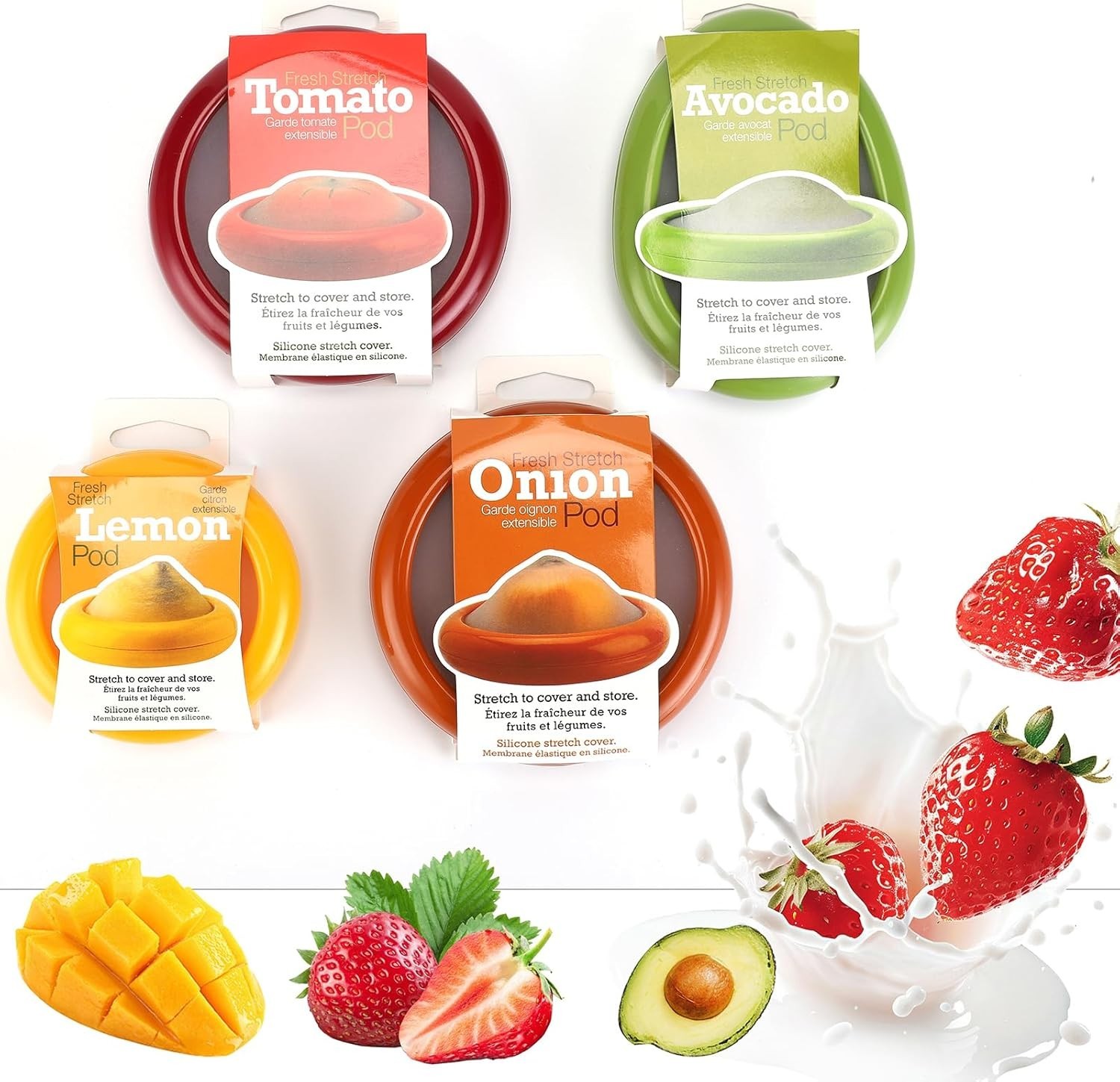 Set of 4 Reusable Fruit and Veggie Savers – Ideal for Avocados, Tomatoes, App…