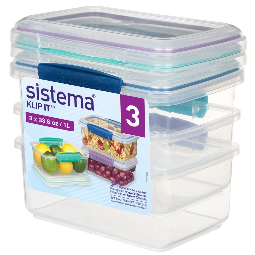 KLIP IT Food Storage Containers | 1 L | Stackable Food Prep Container with