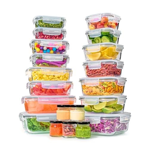 40pc Glass Food Storage Containers Set – Airtight, Leakproof, BPA-Free Meal Prep