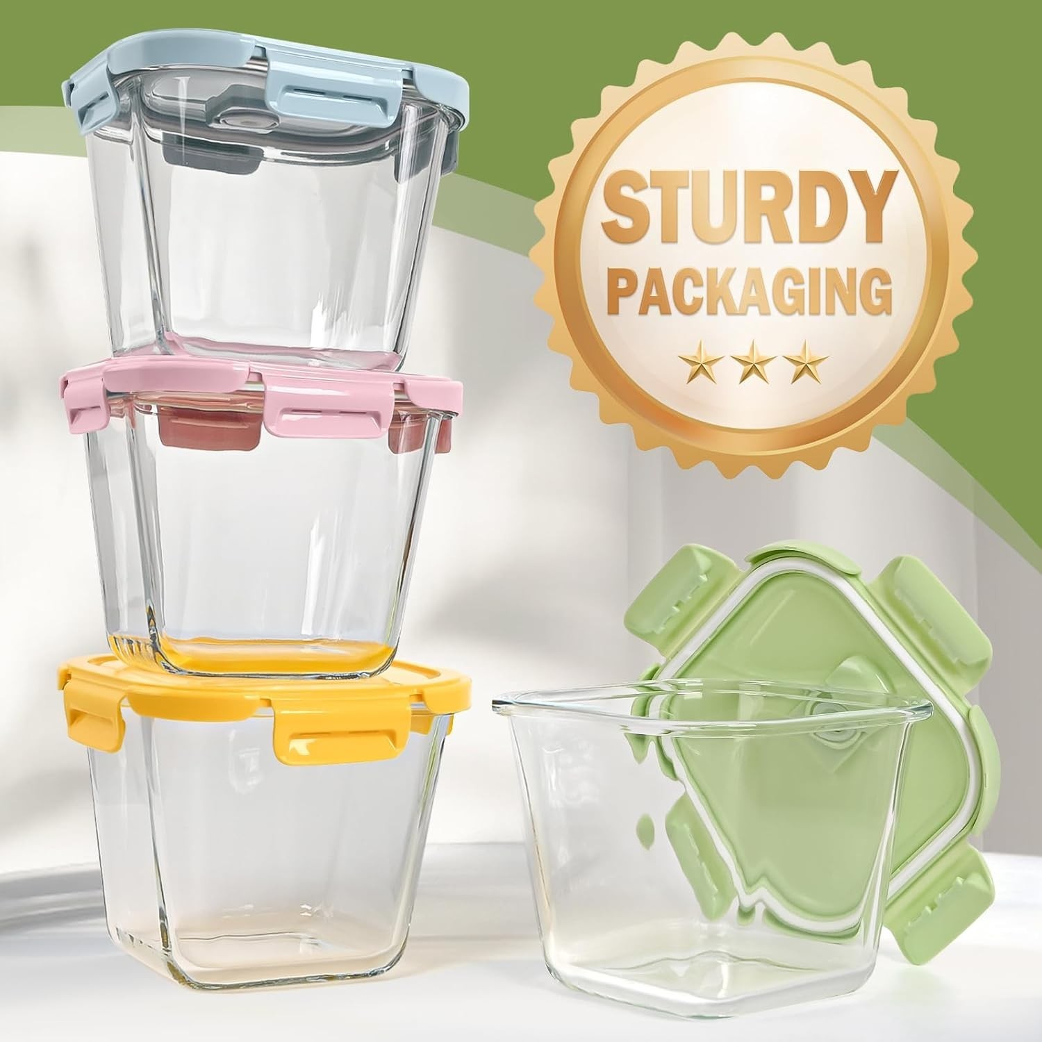 Glass Soup Container W/ Lid 4 Cup 32 oz Glass Storage Tall Borosilicate