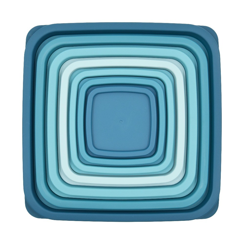 (2 pack) 14 Piece Teal Plastic Food Storage Set, Teal Ombre