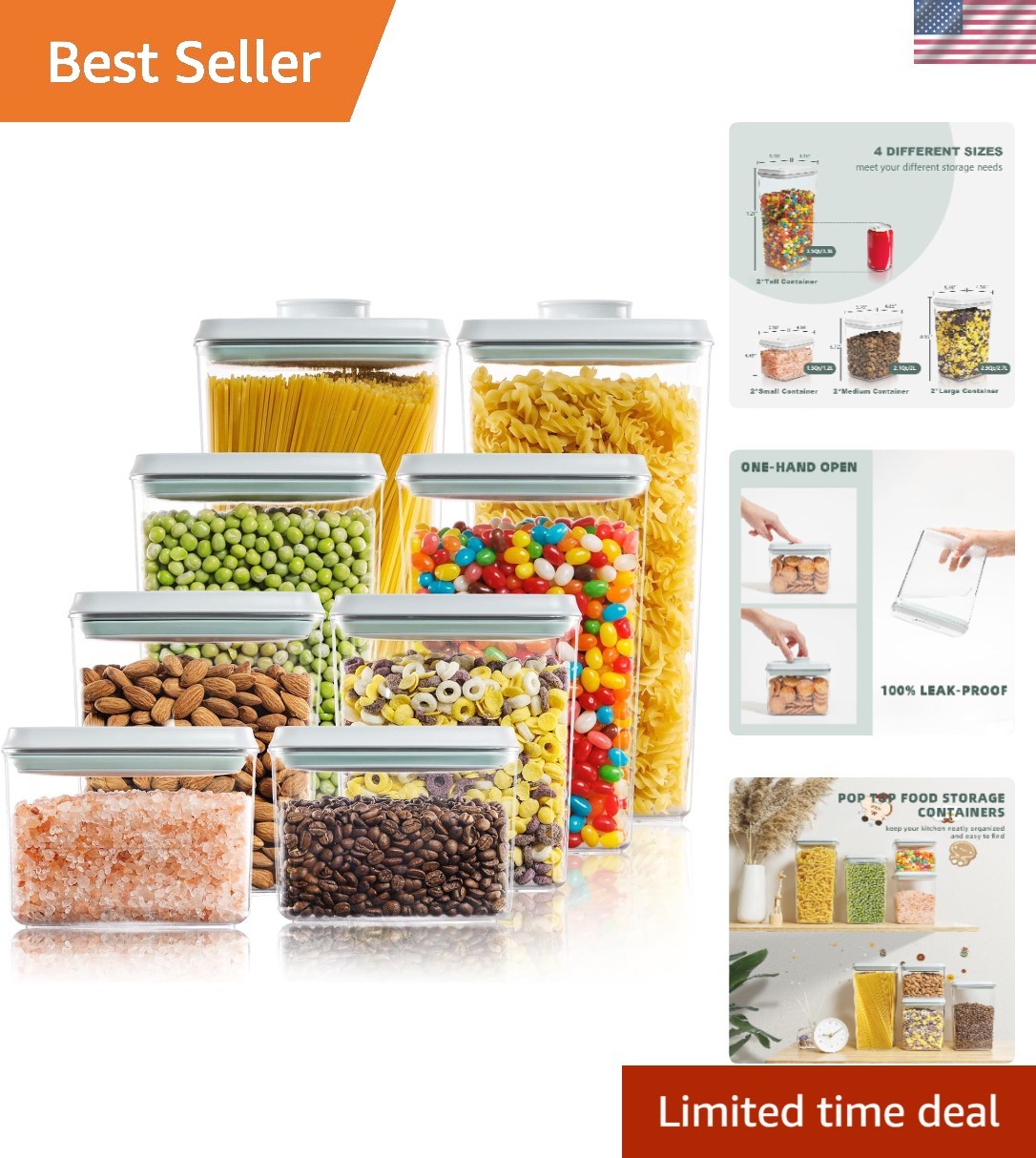 Effortless Airtight Food Storage – 8 BPA-Free Containers with Easy Access