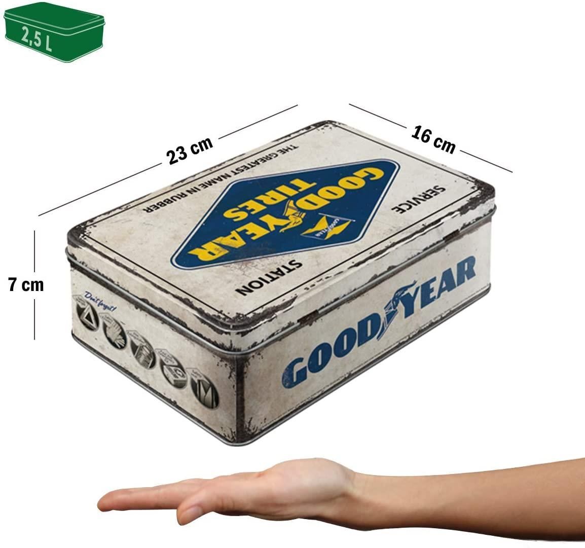 Nostalgic-Art – Flat Tin Box Metal Storage Container Cookie Jar – Goodyear