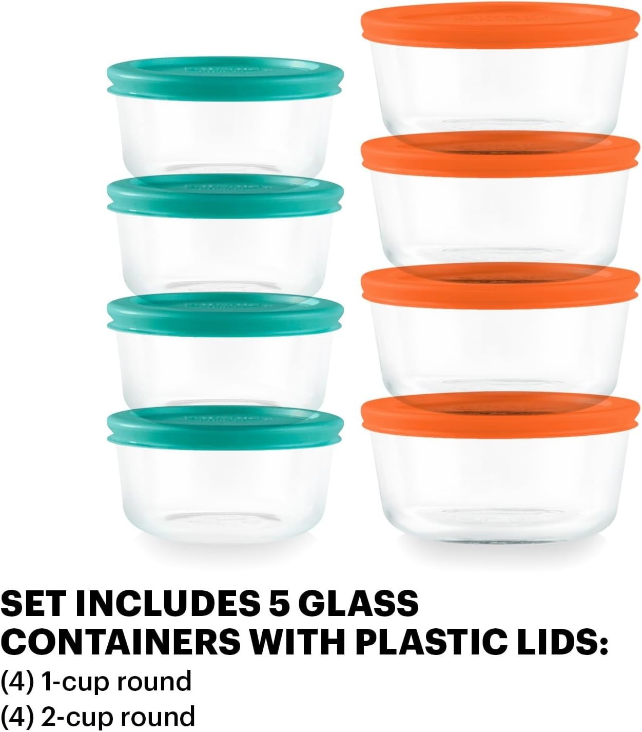 Simply Store 8-Pack Small Glass Food Storage Containers Set, 1 & 2 Cup Meal P…