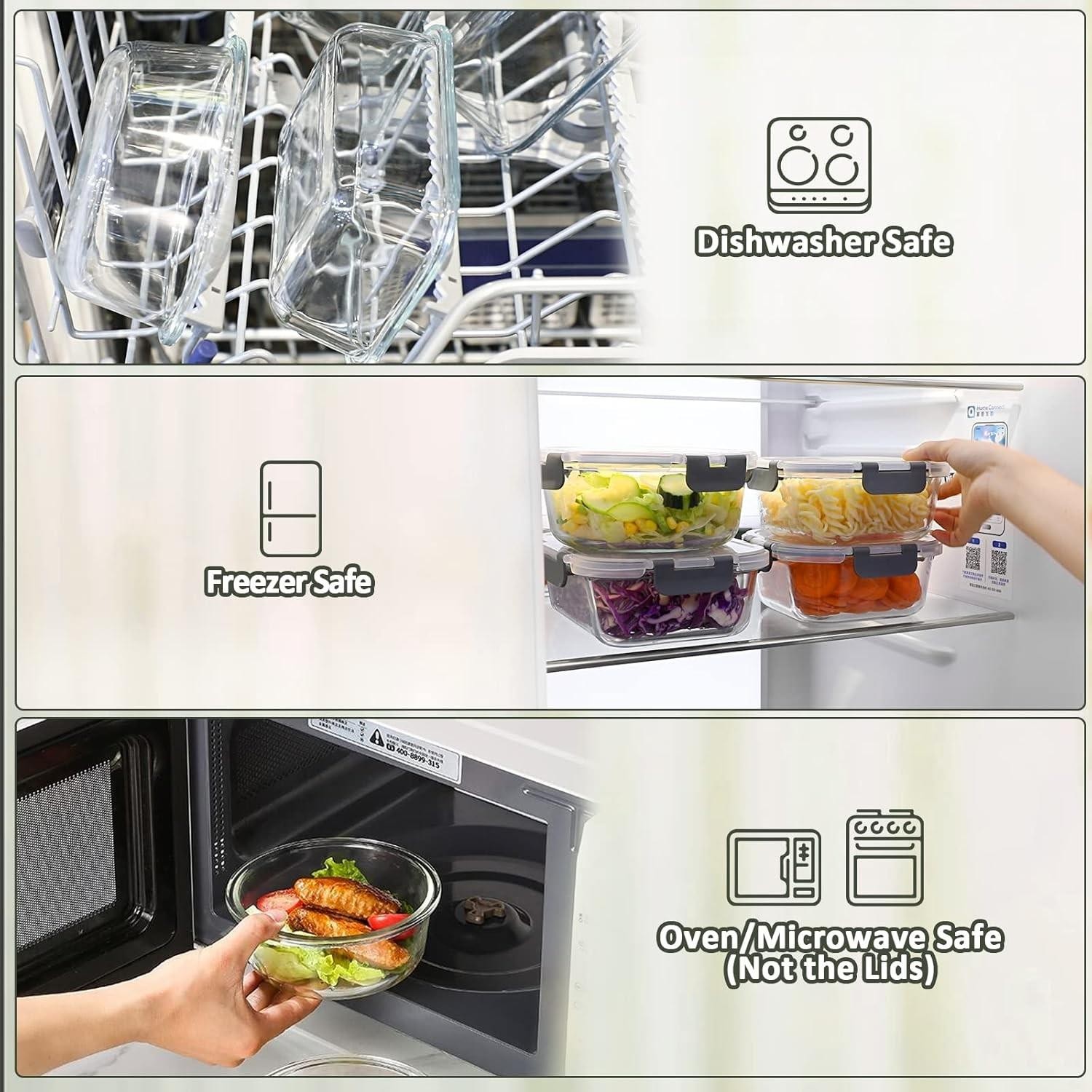 12 Pcs Glass Food Storage Container with Upgraded Snap Locking Lids, Airtight
