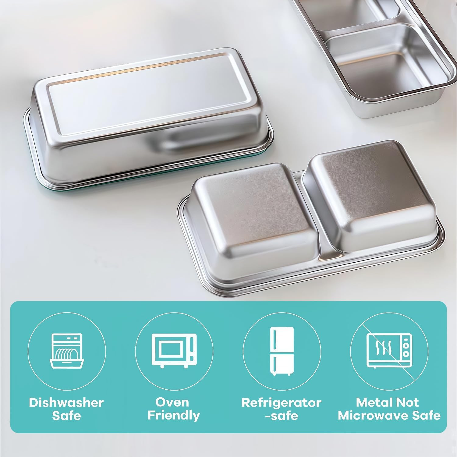Stainless Steel Snack Containers, 6-Pack Reusable Grab and Go Containers with Li