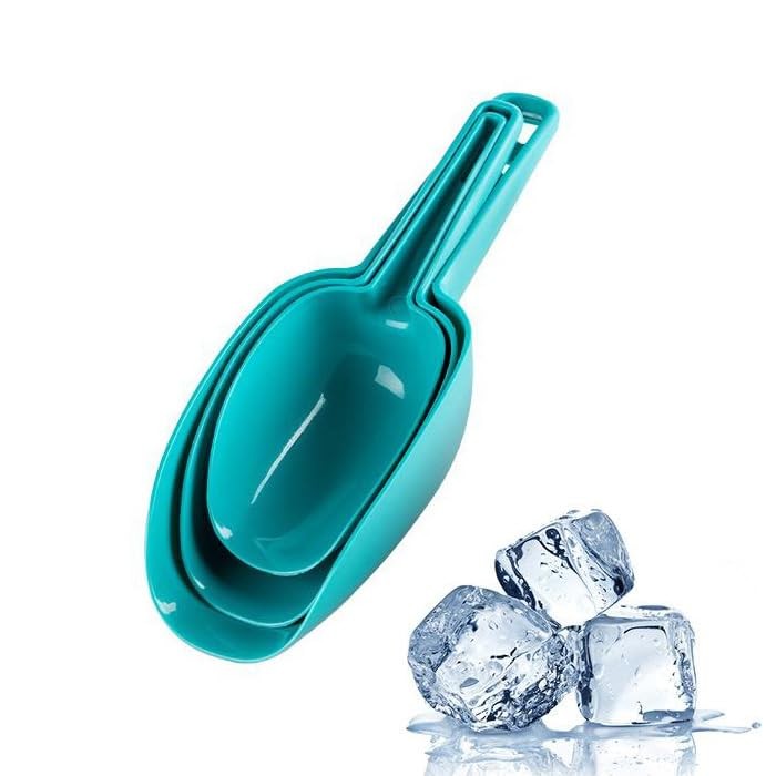 3 Pack Blue Plastic Ice Scoop, Food Scoop, Canisters, Flour, Dry Goods, Pet