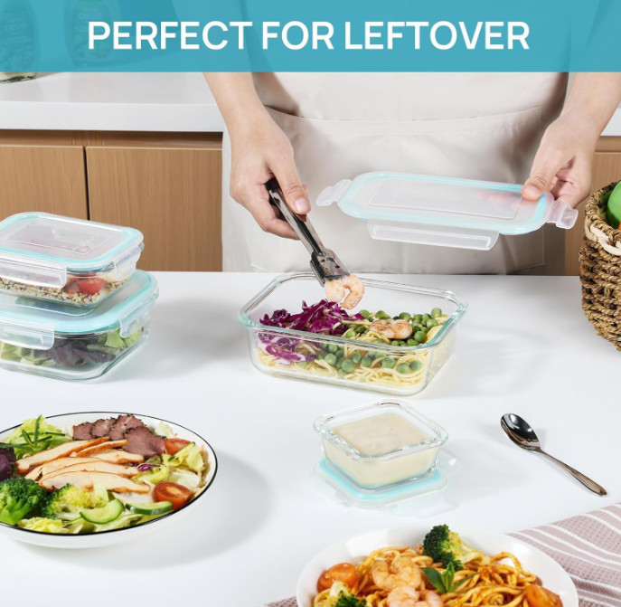 Envases vidrio herméticos 8 pcs aptos microondas horno freezer BPA free