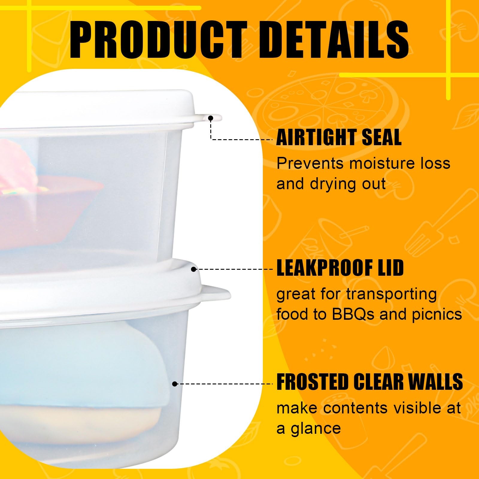 Colingmill 5 Pcs Plastic Deli Food Storage Containers with Lids clear