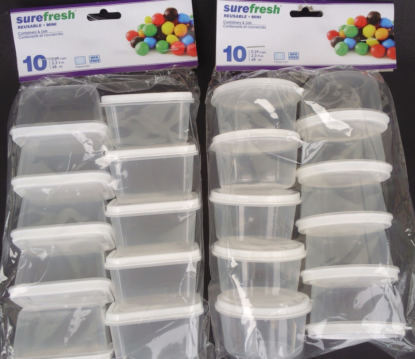 SUREFRESH REUSABLE MINI- CONTAINERS W LID Stackable 2.3 Oz, 10/Pk SELECT Shape