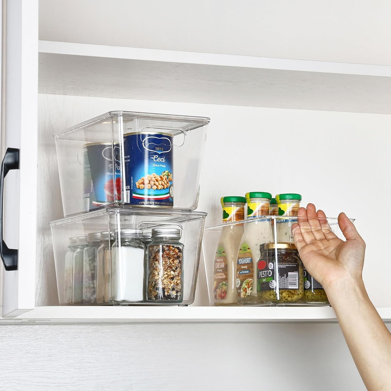 Organizadores despensa 6 piezas transparentes apilables para cocina bano hogar