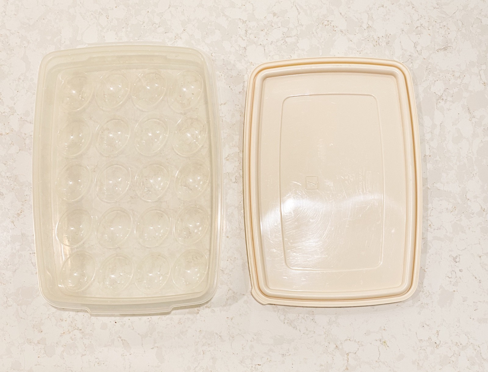 Vtg Rubbermaid Servin’ Saver 20 Deviled Egg Keeper Container Almond Lid #7 FrShp