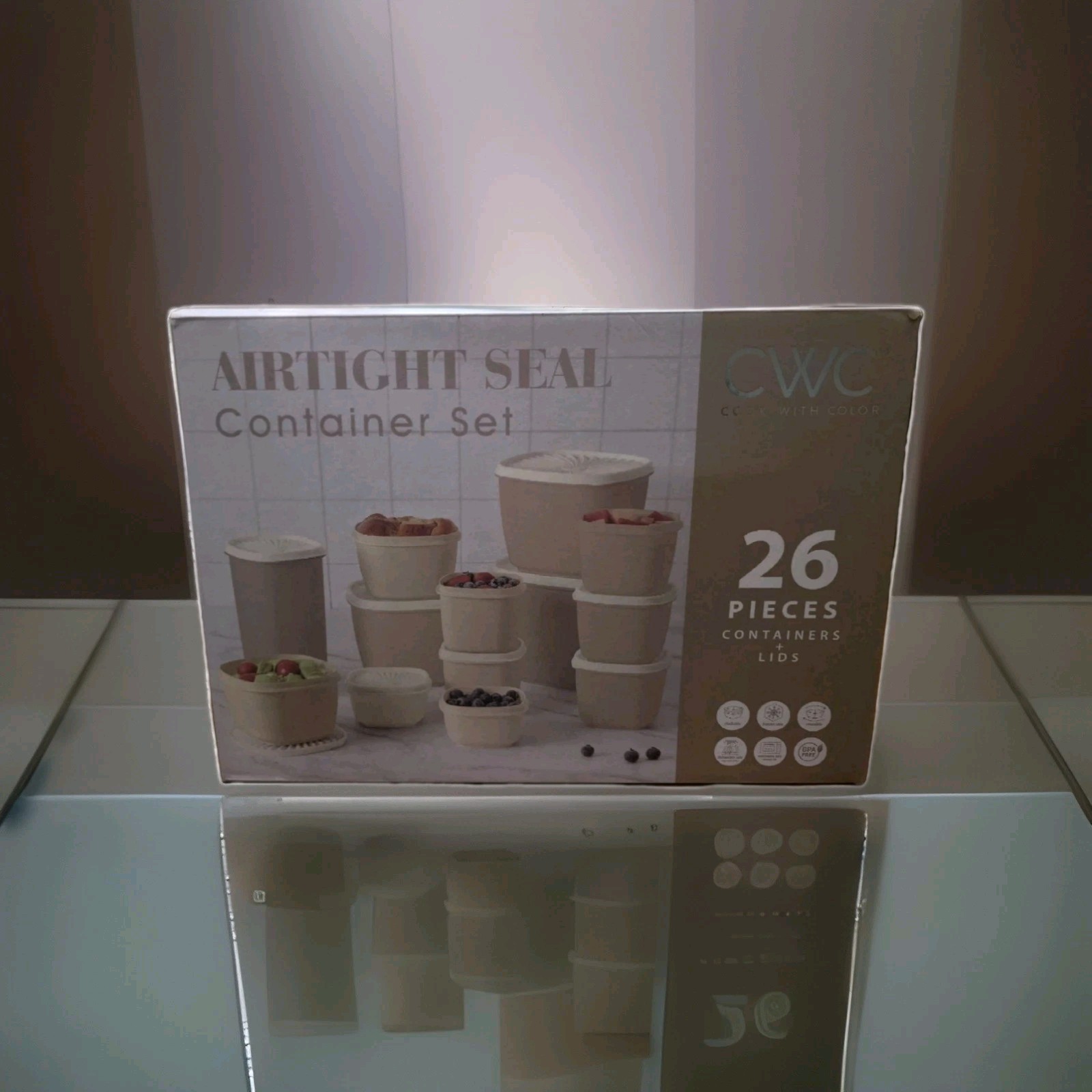 Airtight Seal 26 Piece Plastic Food Storage Container Set w Lids from CWC(Taupe)