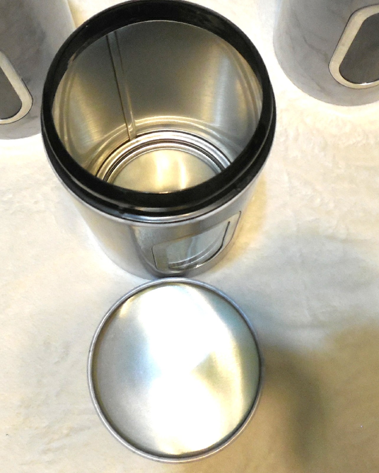 New 3 Marble Metal Kitchen Canisters Food Storage Decoration Windows Snap On Lid