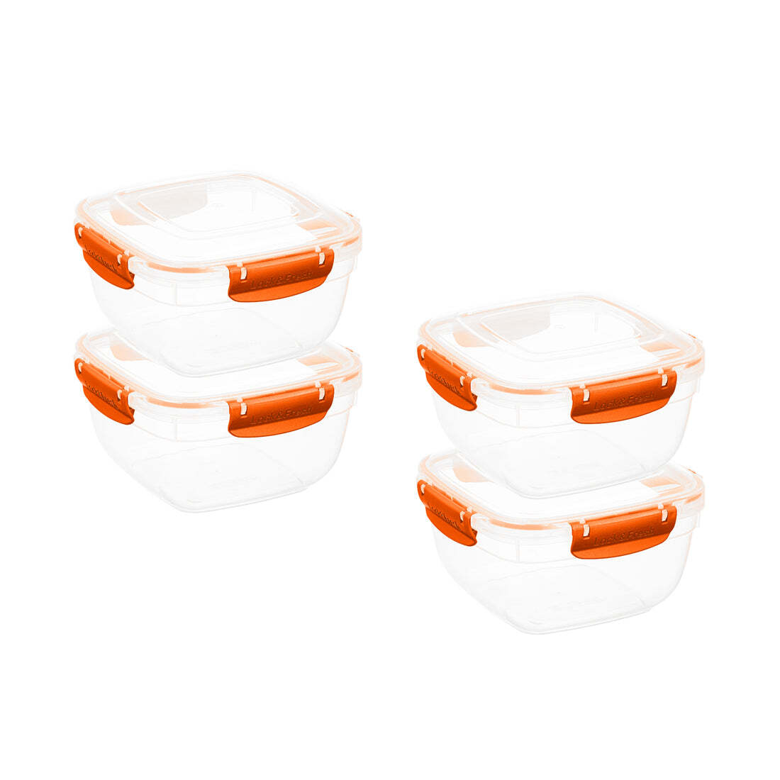 Superio Plastic Food Storage Containers, Airtight Lids, 48 oz., Orange, 4 pack