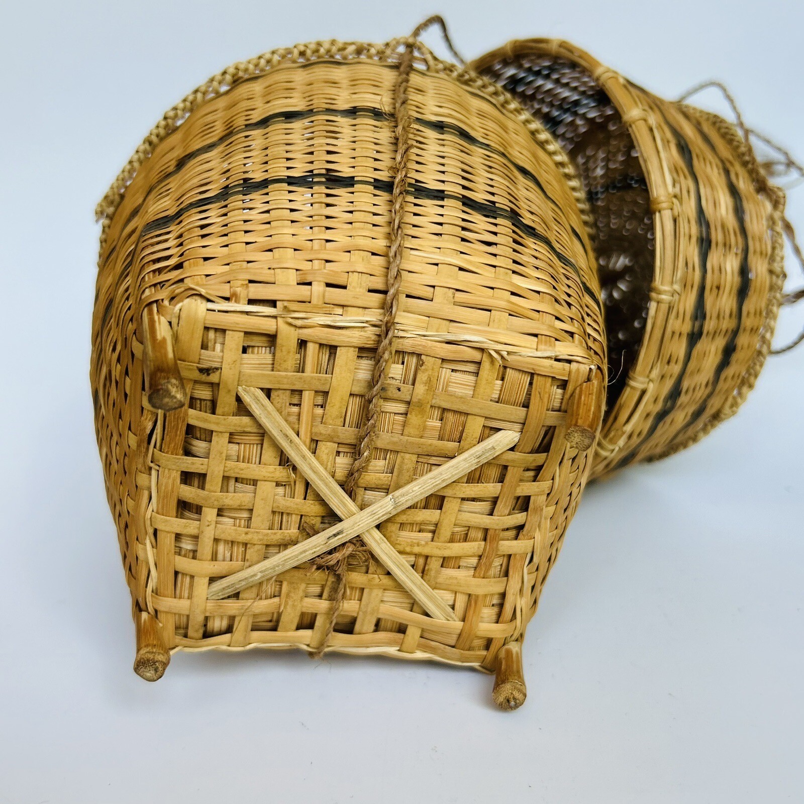 Handmade Tea Fruit Snacks Rice Hanging Rice Basket with Lid 7″