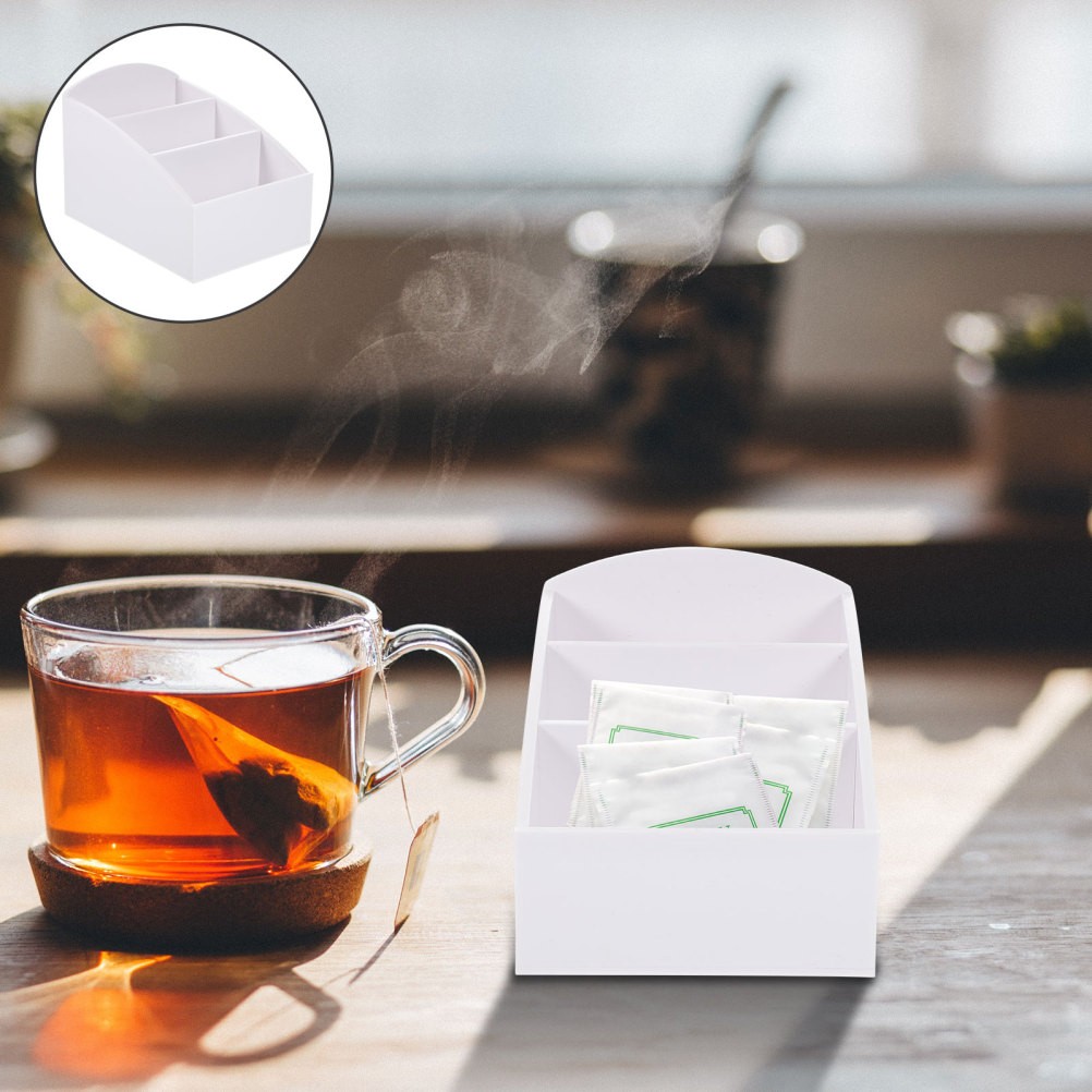 Acrylic Coffee Organizer Box with Smooth Edges for Countertop Sugar and Tea Bags