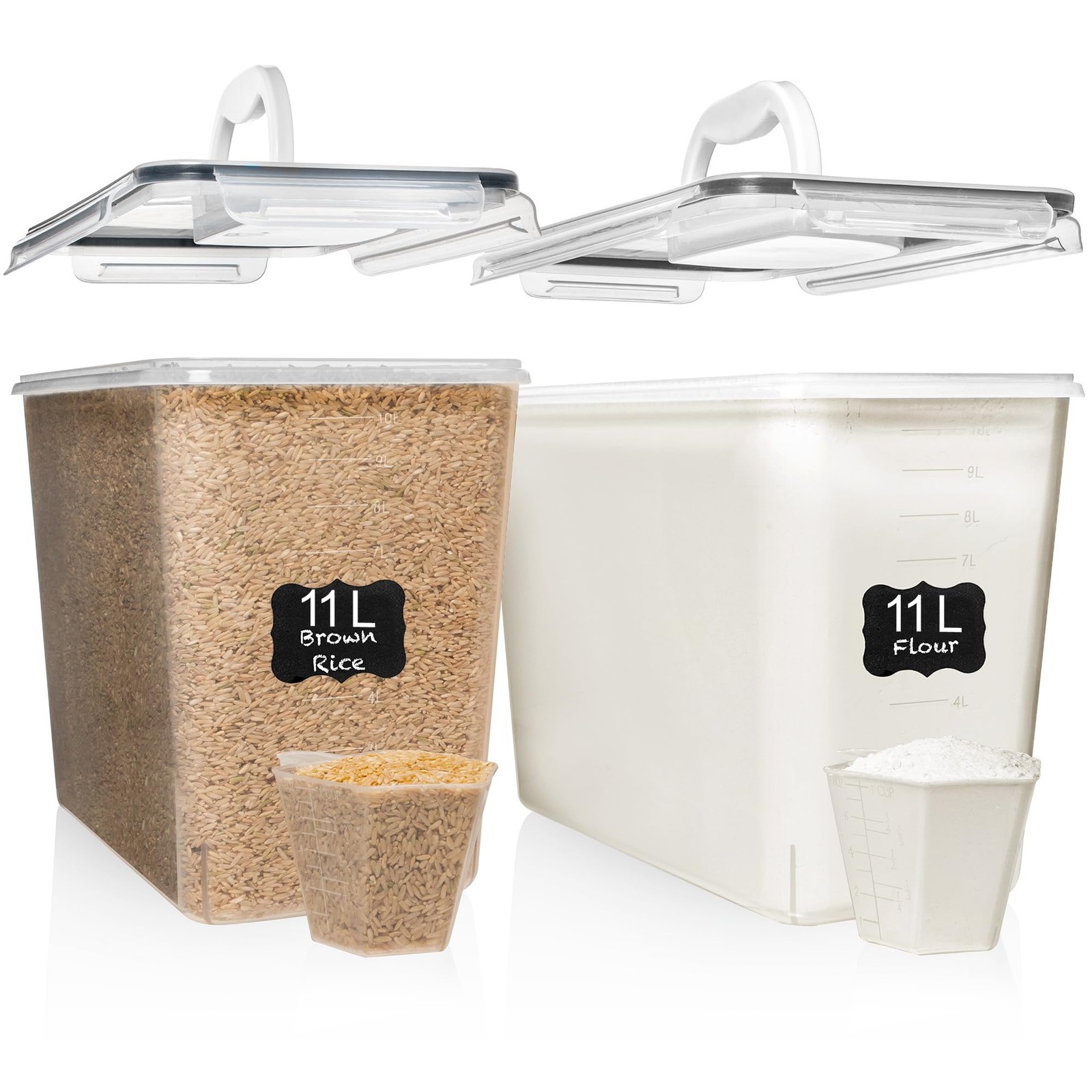 2 PC (11L | 372 oz) Flour Sugar Storage Containers with Easy Carry Handle – P…