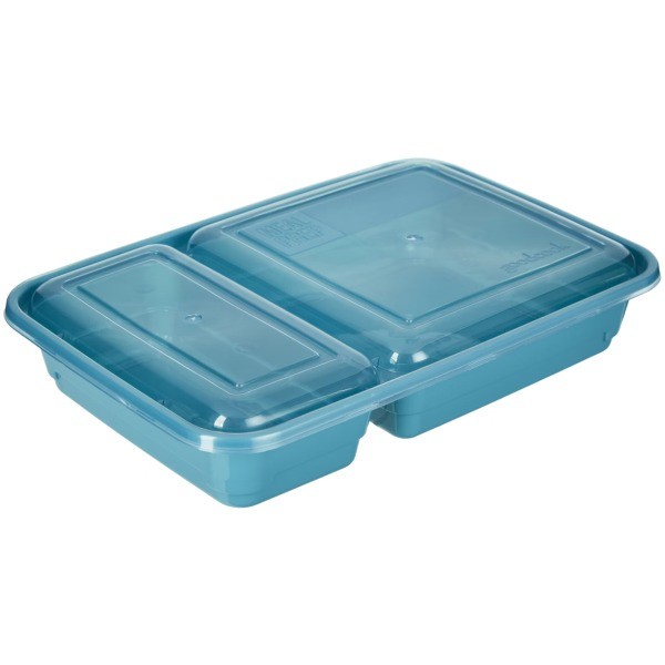 Meal Prep 2 Compartment Rectangle Containers + Lids – 3Cups
