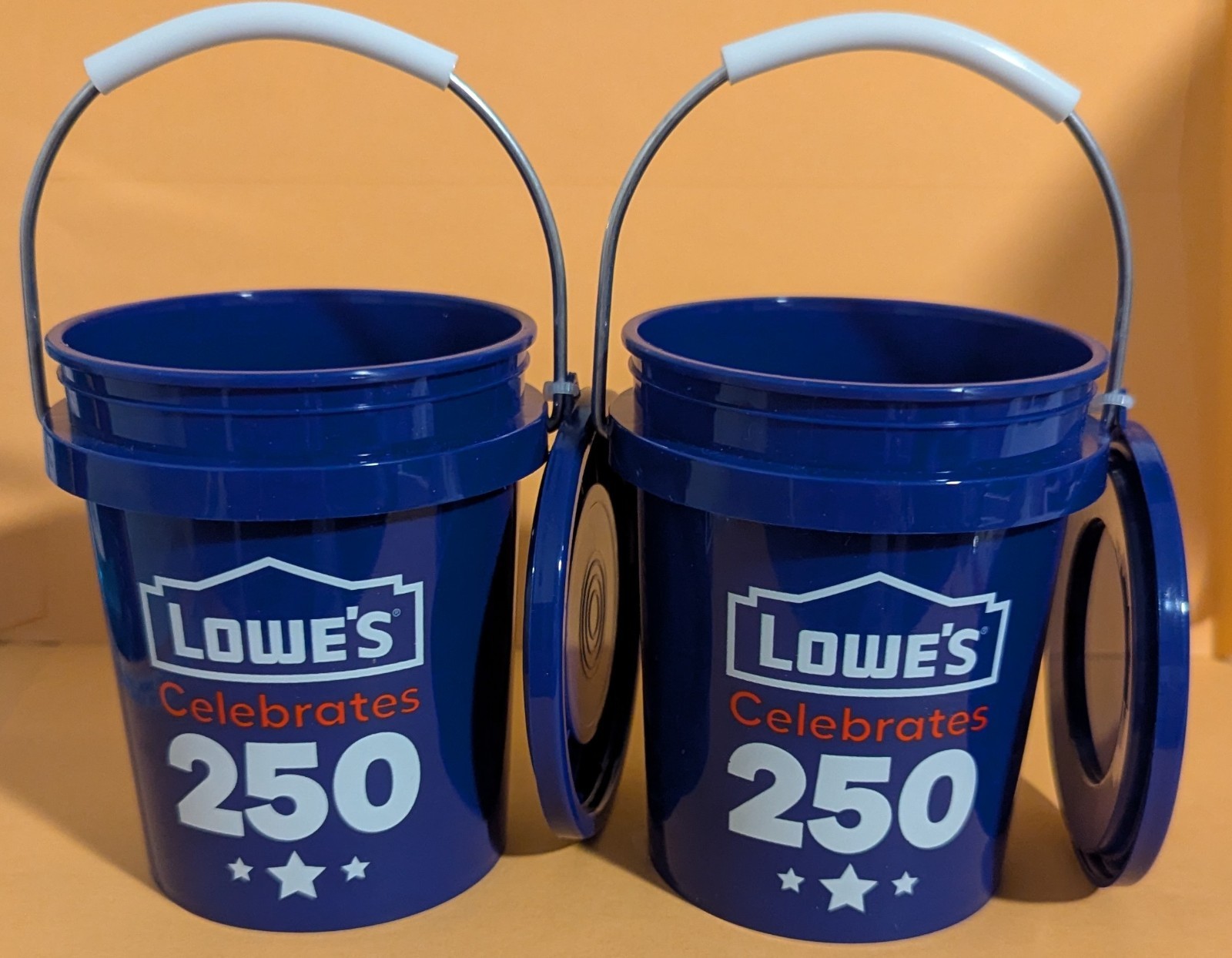 Lowe’s Blue Celebrates 250 Mini Paint Buckets With Lids Fast Ship NEW Lot Of 2