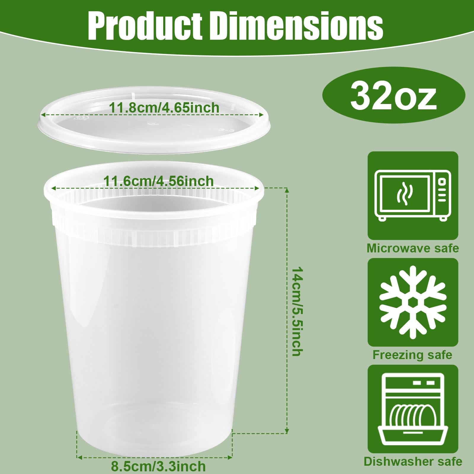 50 Sets 32 oz Deli Containers with Lids, Plastic Food Containers, Food Storag…
