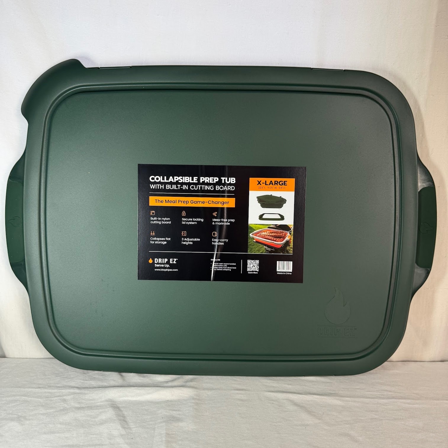 BBQ & Meal Prep Tub Collapsible Drip EZ XL large cuts, bulk prep, picnic carrier