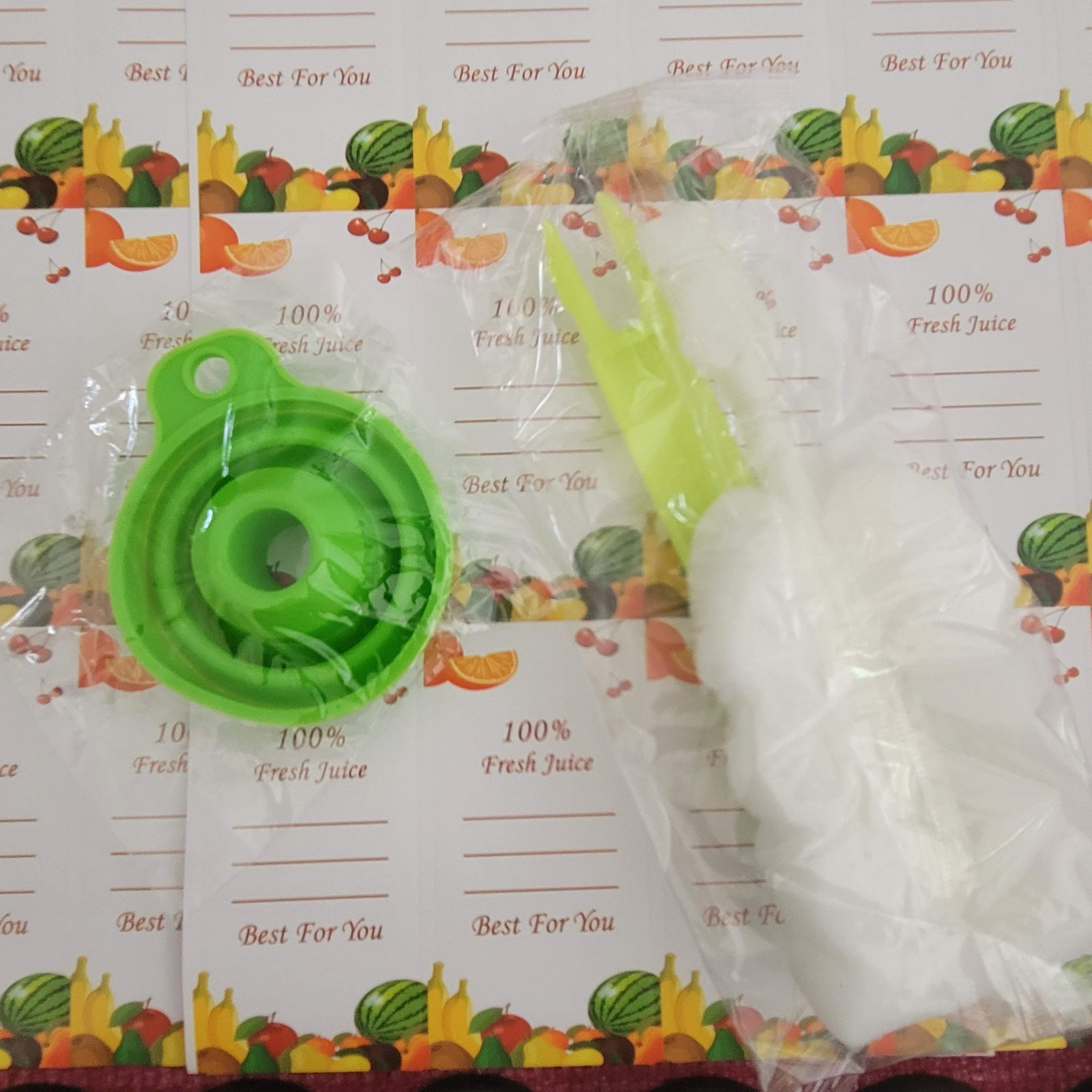 48pcs 8oz Clear Juice Bottles with Caps Reusable Empty labels funnel clean tool