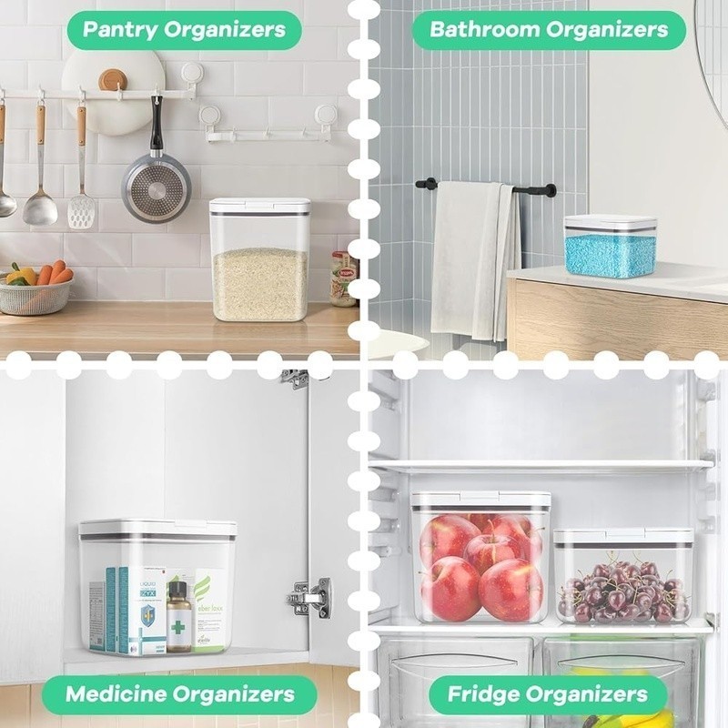 Flip-Top Food Storage Container Airtight Clear PET Organizer 2.9QT 4.75QT New