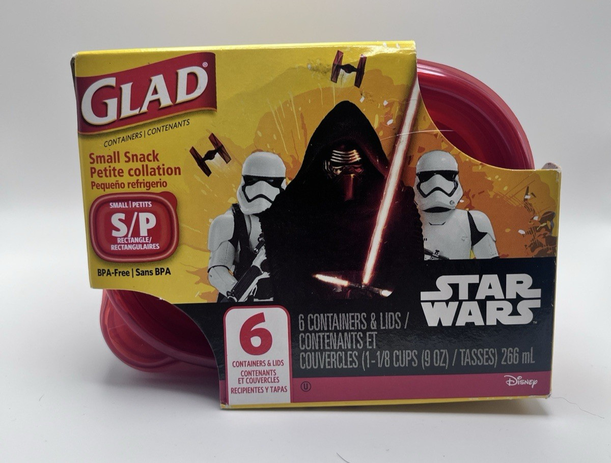 Glad Star Wars Small Snack Reusable Storage Containers NEW package of 6