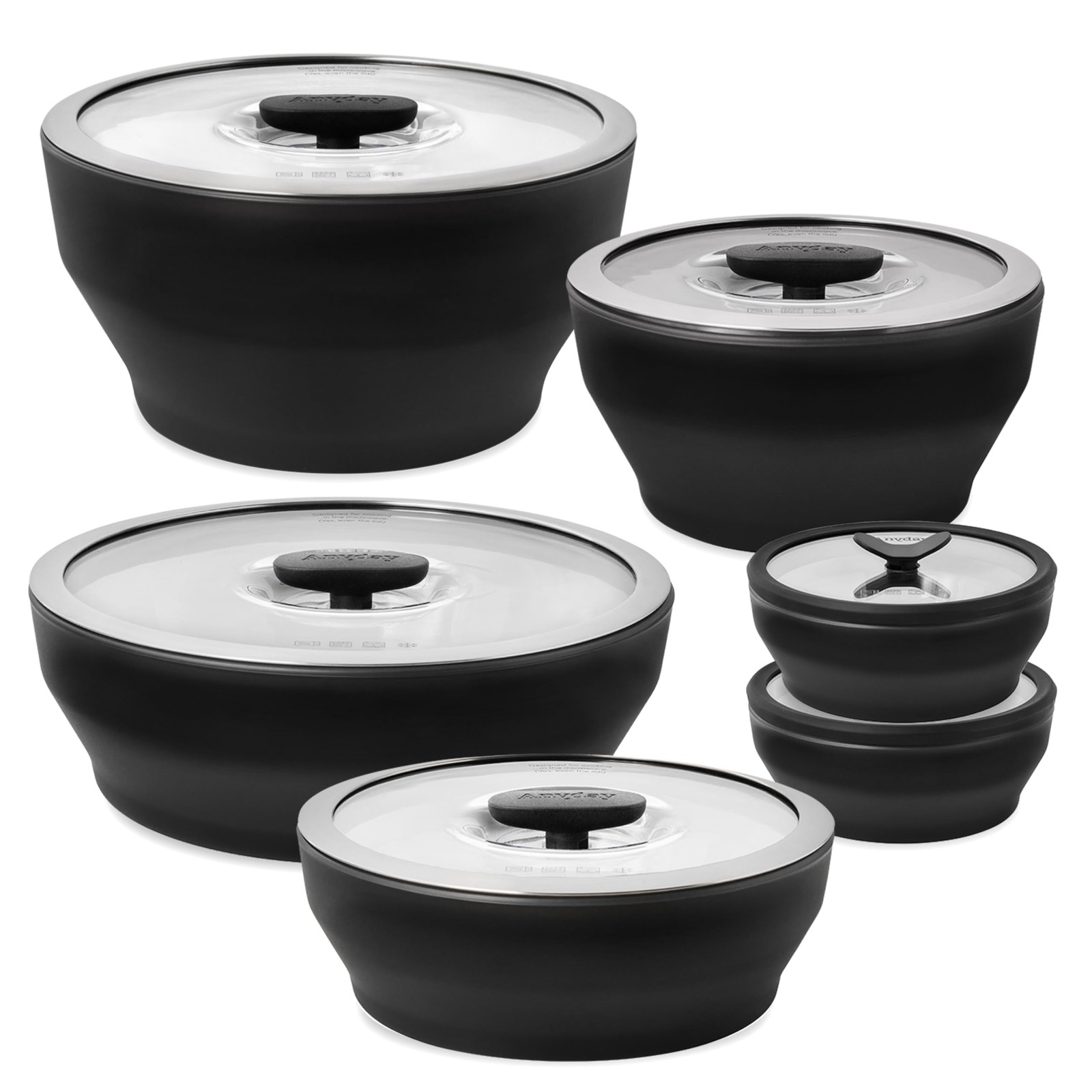 Onyx Collection 12-Piece Glass Food Storage with Glass Lids | Microwave Cookw…