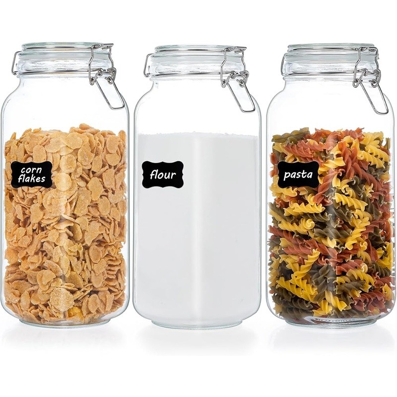 Airtight Glass Storage Jars Food Baking Supplies Kitchen Organization Freshness