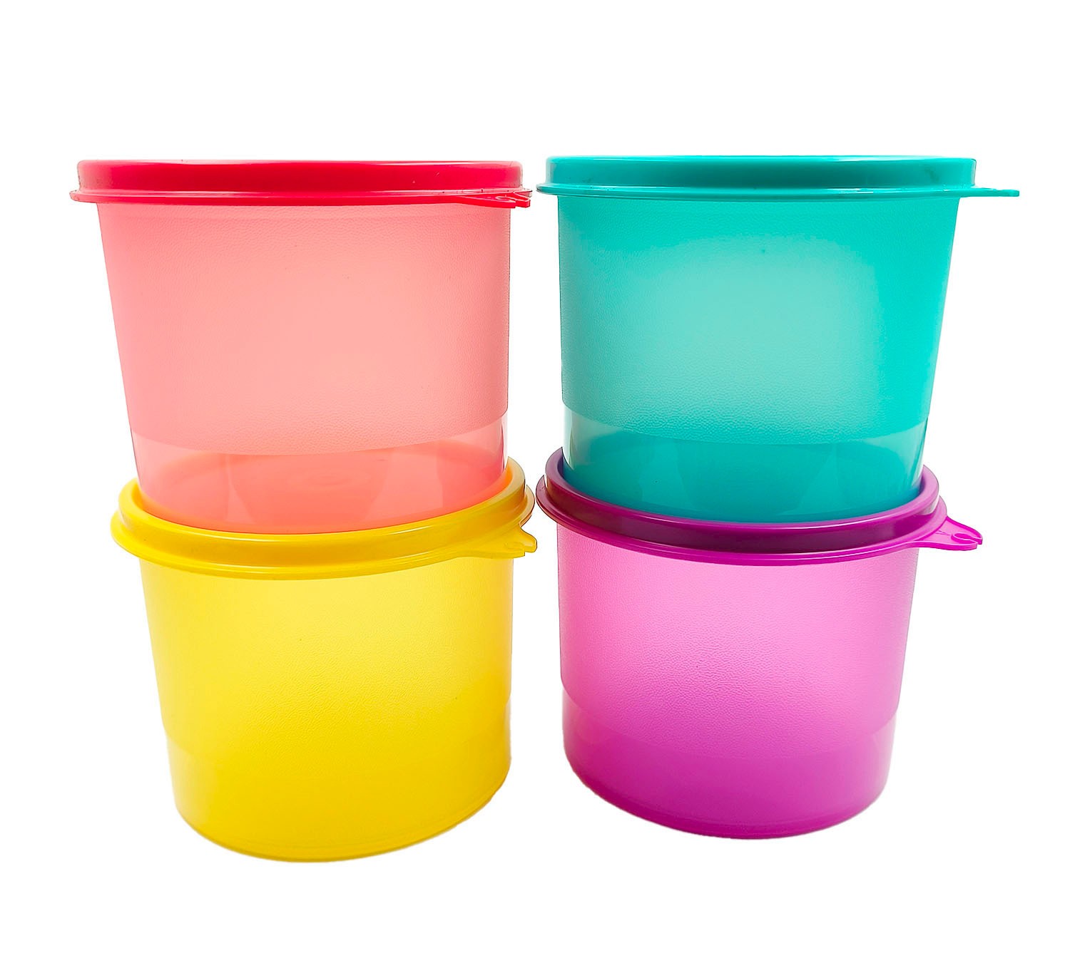 Tupperware Plastic Round Snack N All Food Storage Bowl 450ml Containers (4) Set