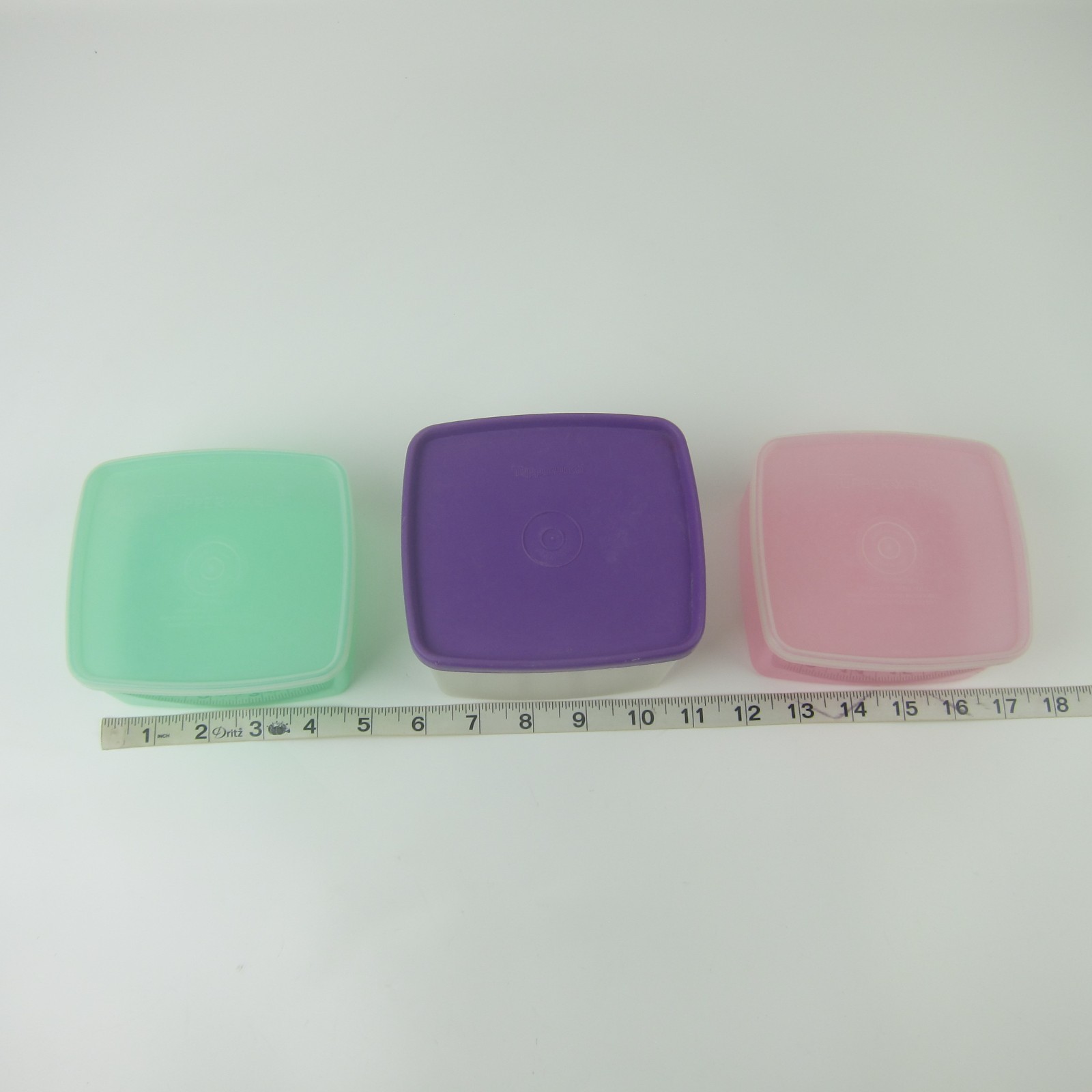 3 Vintage Tupperware Freezer Containers Green & Pink #311 and #312 Purple Lid