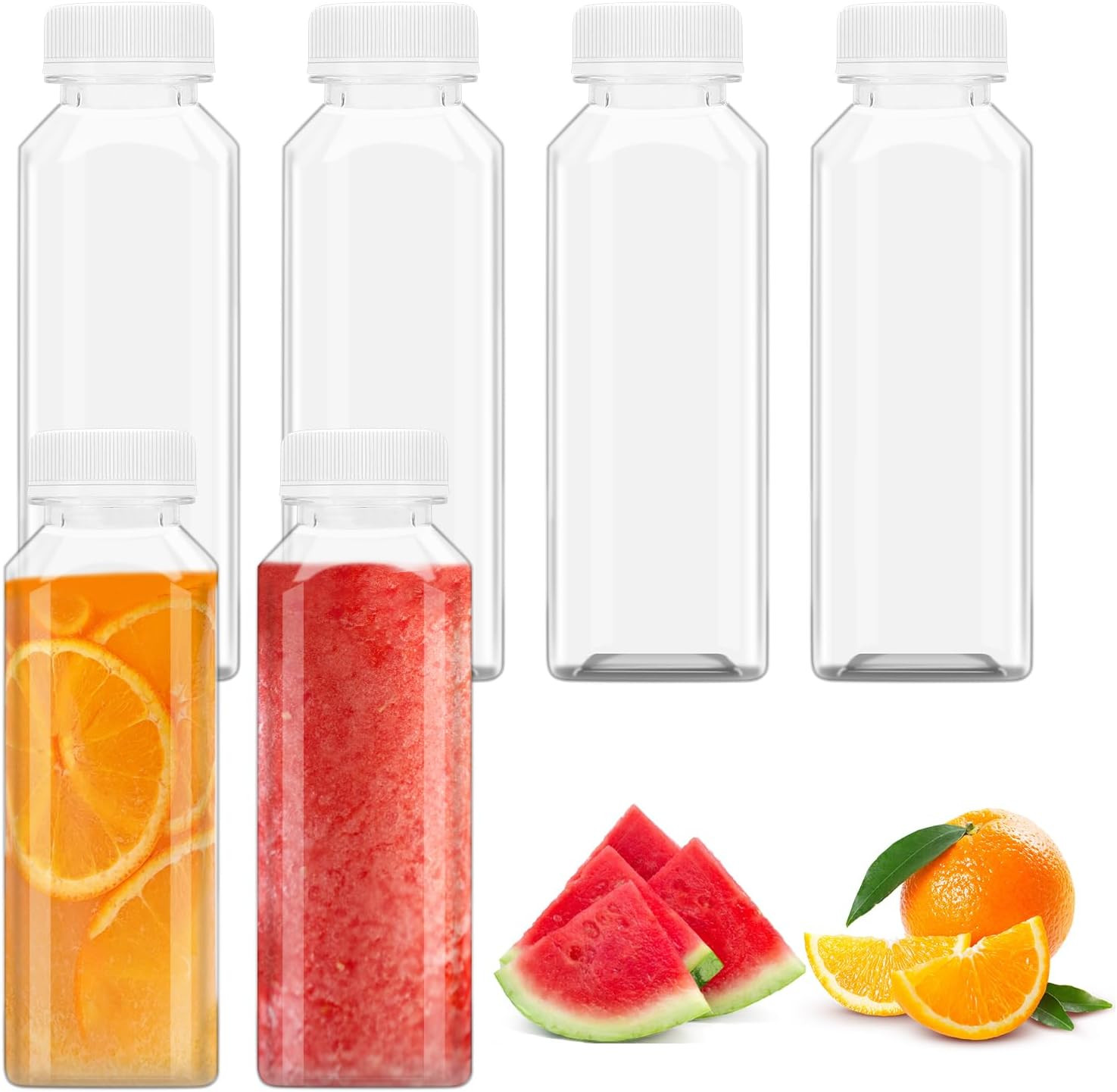 6 Pcs 17 Ounce Plastic Juice Bottle Bulk Beverage Containers Drink Containers