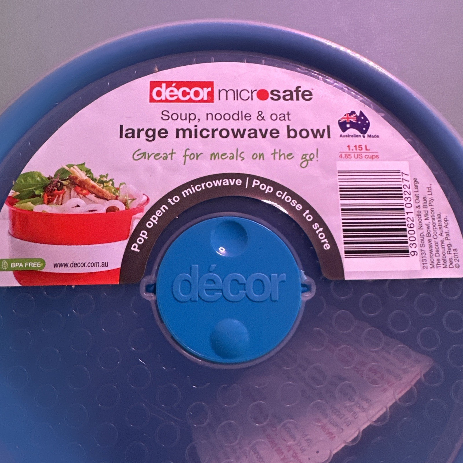 Décor Microsafe Large Microwave Bowl 1.15L BLUE Food Storage Container BPA Free