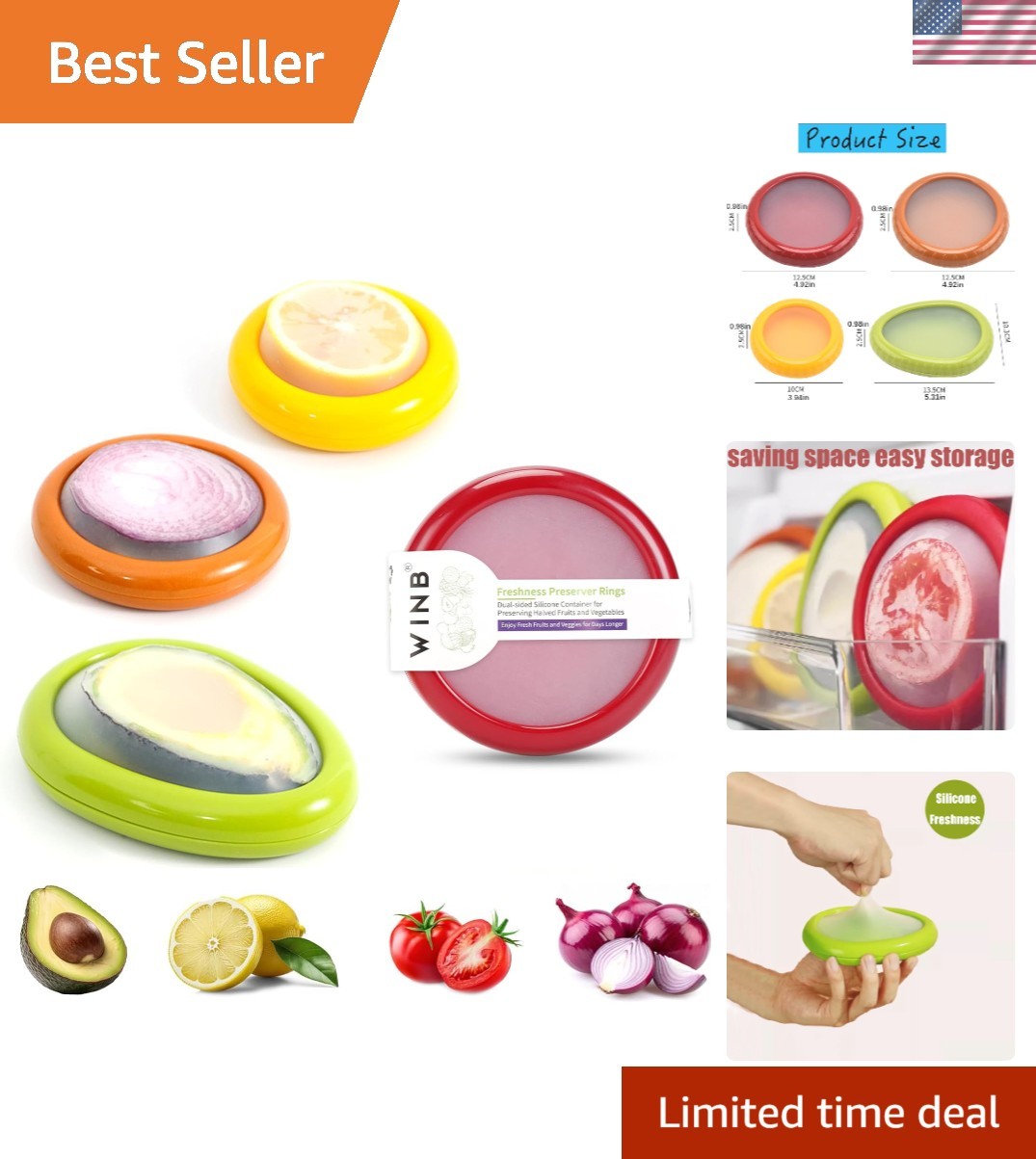 Set of 4 Reusable Fruit and Veggie Savers – Ideal for Avocados, Tomatoes, App…