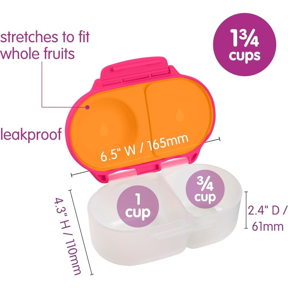 Leak Proof Mini Bento Box for Kids and Toddlers 2 Pack 2 Compartment Snack