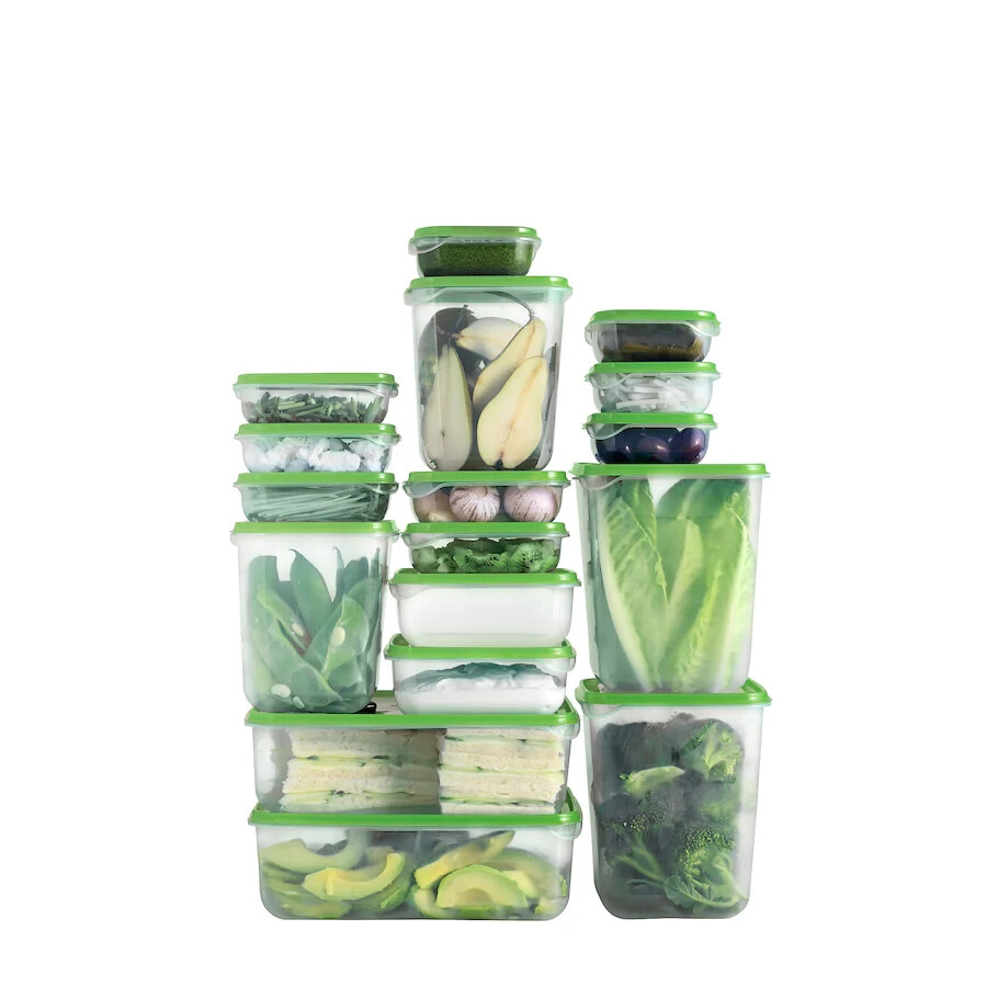 IKEA PRUTA 17 Pcs Food Container Modern-look Transparent Green Microwave-safe.