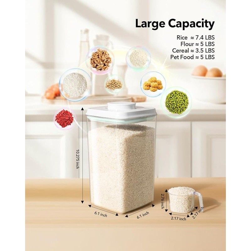 Airtight Food Storage Container One-Press Pop Lid Stackable BPA-Free W/ Scoop US